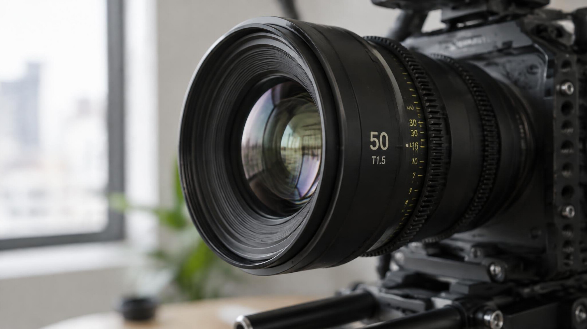 Camera lens close up in natural light