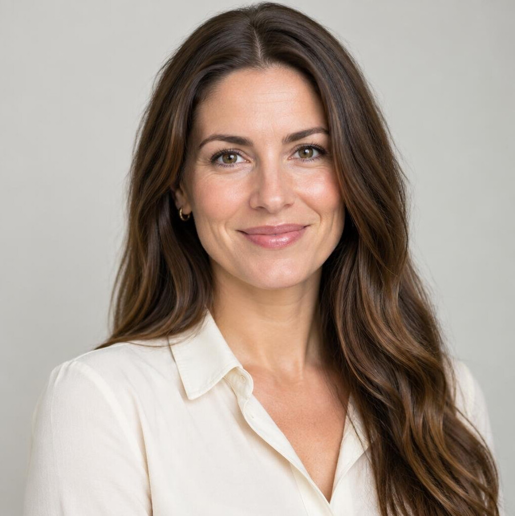 Portrait of a smiling woman with long hair