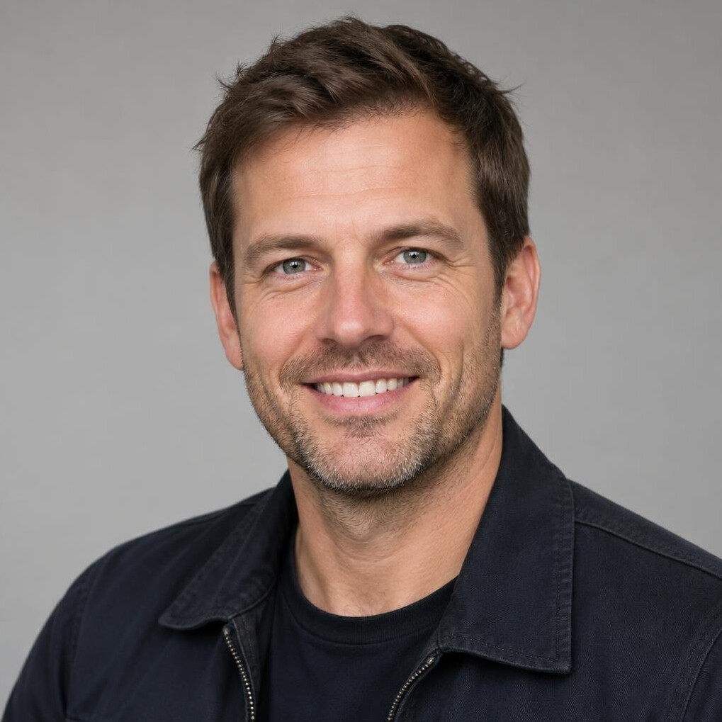 Portrait of a smiling man with short brown hair