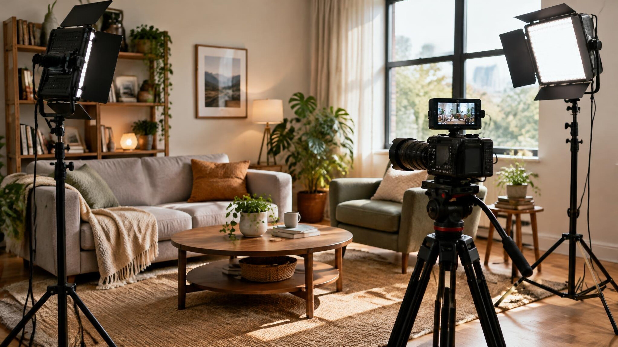 Cinema and video production equipment in a room